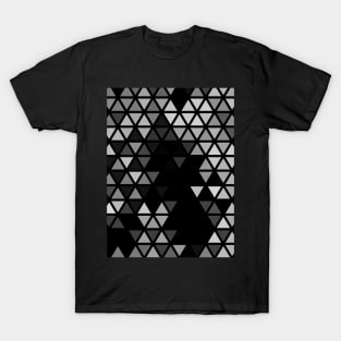 Geometric Fractal Triangles Black Noir T-Shirt